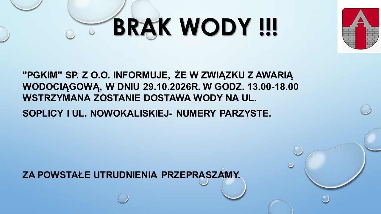 Brak wody do godz. 18.00